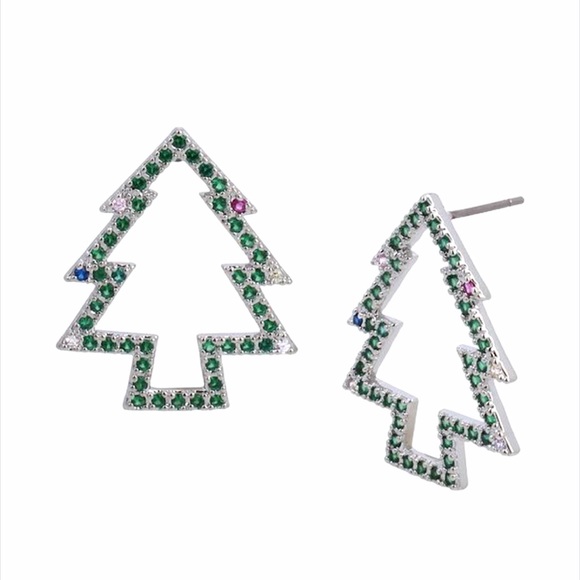 Betsey Johnson Christmas Tree Earrings, Green - Picture 2 of 5